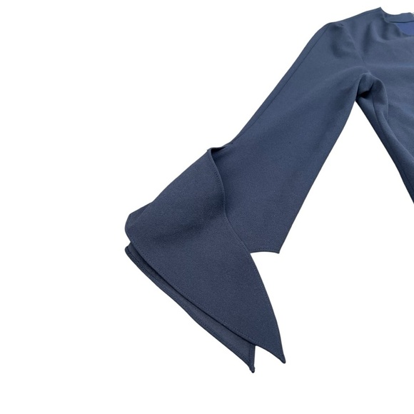 Tibi Tie Sleeve Structured Crepe Navy Shift Dress In Size 2 - Picture 5 of 11